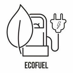 Eco fuel icon, gas station icon with leaves. Biofuel symbol icon or logo. Fuel pump with leaf.