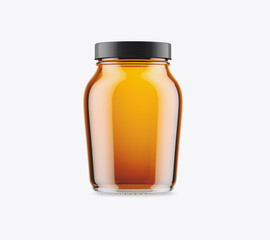 Honey Glass Jar . 3D render