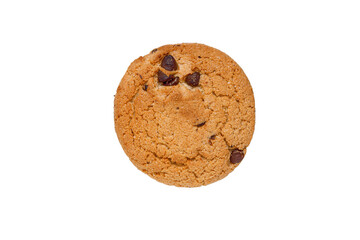oatmeal cookies with chocolate pieces isolated on white background