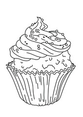 Coloring book for children. Sweets. Coloring book with dessert. Cake coloring book.