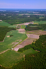 Campo cultivado em area rural. Finlândia.