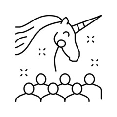 unicorn kids party line icon vector illustration