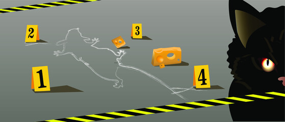 The Crime Zone. Abstract illustration with police signs and a mouse outline