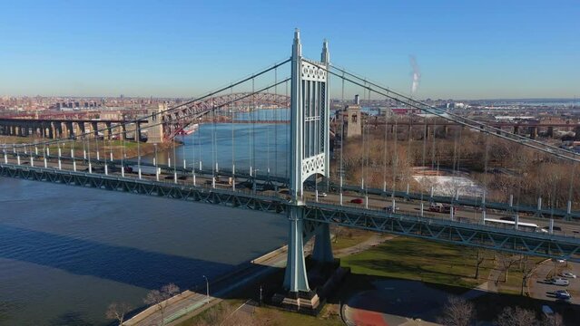 Aerial Slider Shot of the RFK - and Hell Gate Bridge - Part 2