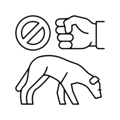 stop beat dogs line icon vector illustration