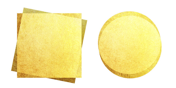 金色の二重の四角と丸の背景