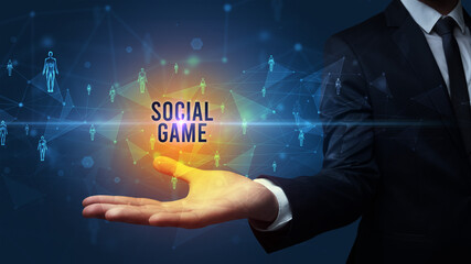 Hand holding social media related inscription