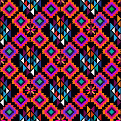 Colorful tribal boho mexican geometrical print. Abstract seamless aztec, mayan, navajo, latino pattern Ethnic hipster background indian, american, asian texture. Vector illustration