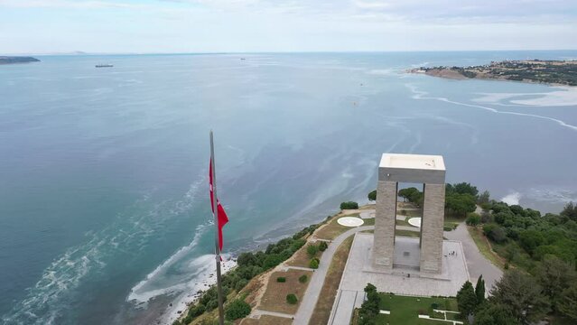 The &Ccedil;anakkale Martyrs' Memorial is a war memorial commemorating the service of about 253,000 Turkish soldiers who participated at the Battle of Gallipoli.
