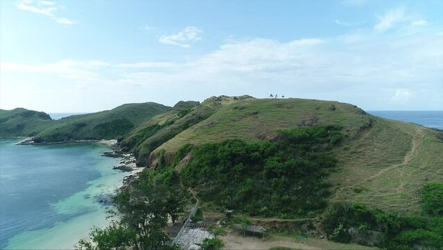 Drone Mandalika Island sea and mountain