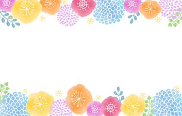 北欧風　水彩タッチの花のフレーム