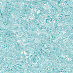 Obraz premium Aegean teal mottled swirl marble nautical texture background. Summer coastal living style home decor. Liquid fluid blue water flow effect dyed textile seamless pattern.