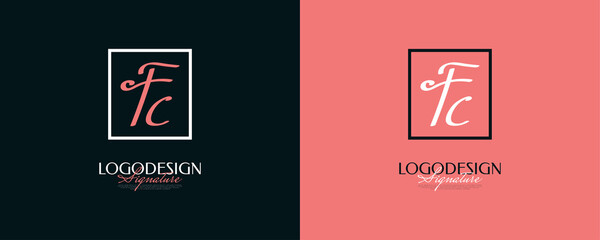 Initial F and C Logo Design with Elegant and Minimalist Handwriting Style. FC Signature Logo or Symbol for Wedding, Fashion, Jewelry, Boutique, and Business Identity