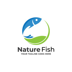 Fish Logo Template Design Vector, Emblem, Concept Design, Creative Symbol, Icon