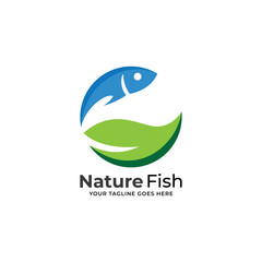 Obraz premium Fish Logo Template Design Vector, Emblem, Concept Design, Creative Symbol, Icon
