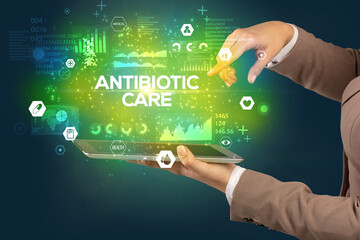 Close-up of a touchscreen with medical inscription