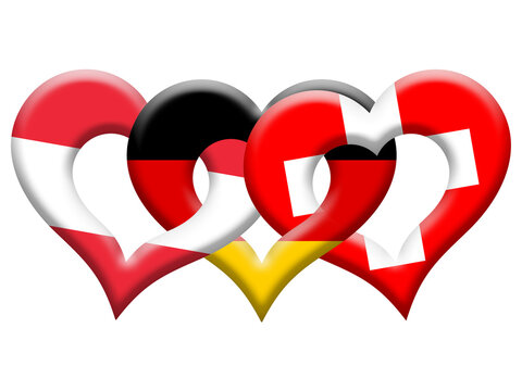 D-A-CH Deutschland, Österreich und Schweiz mit Herz