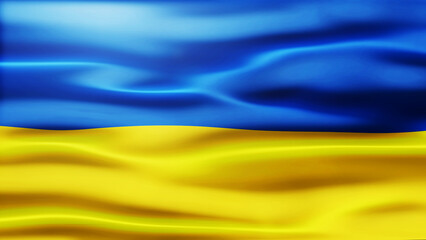 Ukraine flag silk waving 3d render illustration