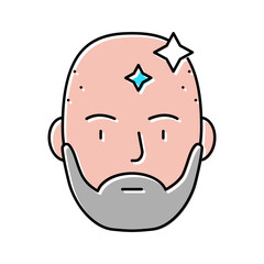 Obraz na płótnie Canvas bearded man with shaved head color icon vector illustration