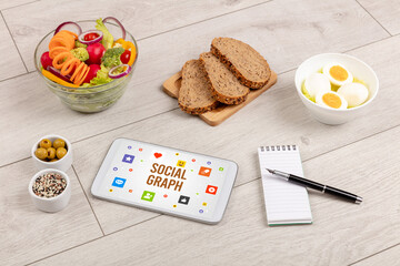 Healthy Tablet Pc compostion, social networking concept