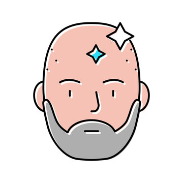 bearded man with shaved head color icon vector illustration