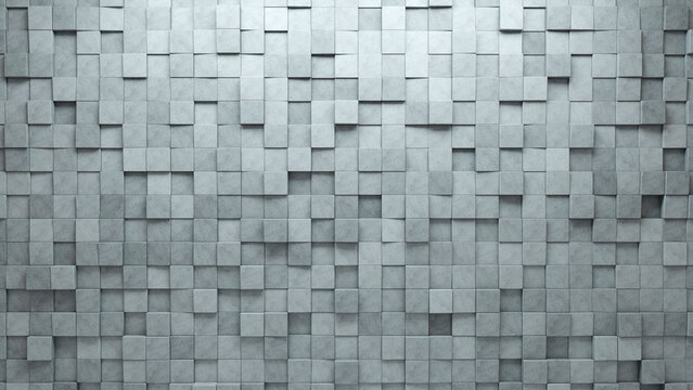 3D, Square Wall background with tiles. Concrete, tile Wallpaper with Futuristic, Polished blocks. 3D Render