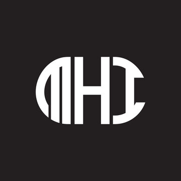 MHI letter logo design on black background. MHI creative initials letter logo concept. MHI letter design.