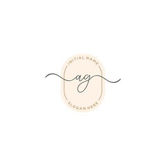 A G AG Initial handwriting logo template vector