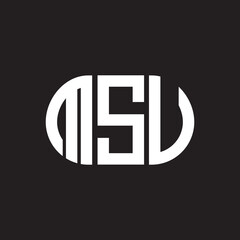 MSU letter logo design on black background. MSU creative initials letter logo concept. MSU letter design.
