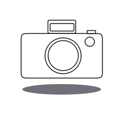 Simple Black and White DSLR camera illustration with plane white background