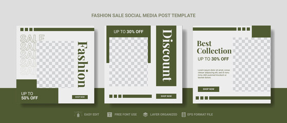 Set of fashion sale social media post template