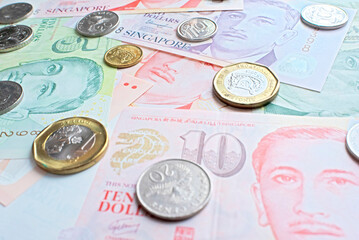The bill of Singapore dollar and the coin of Singapore dollar