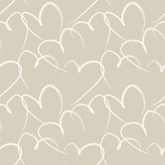 Heart shaped brush stroke seamless pattern design