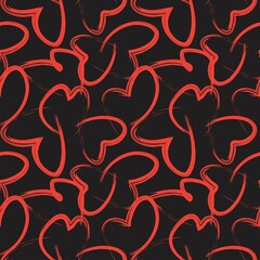 Heart shaped brush stroke seamless pattern design