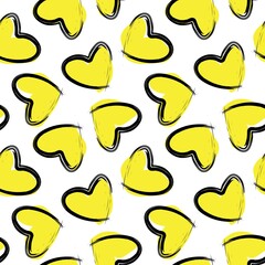 Heart shaped brush stroke seamless pattern design