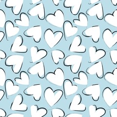 Heart shaped brush stroke seamless pattern design