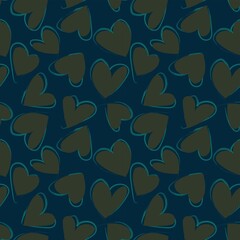 Heart shaped brush stroke seamless pattern design