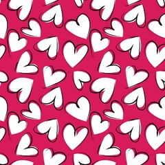 Heart shaped brush stroke seamless pattern design