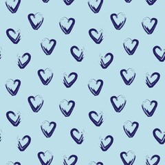 Heart shaped brush stroke seamless pattern design