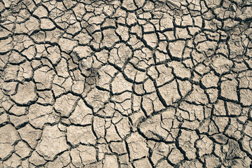 Landscape ground cracks drought crisis environment background.