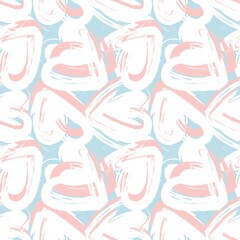 Heart shaped brush stroke seamless pattern design