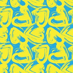 Fototapeta premium Heart shaped brush stroke seamless pattern design