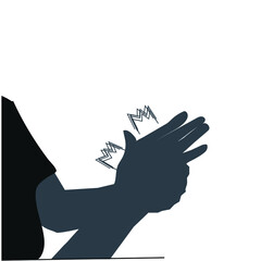 Arthritis Pain Icon stock illustration. The icon depicts an elderly woman with Arthritis in her hands.