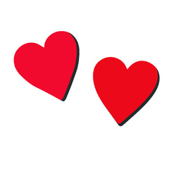 Two red hearts stock illustration on white background.