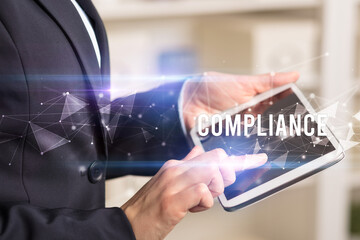 Close up hands using tablet