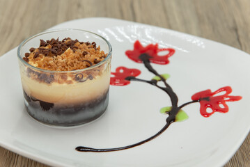 Delightfully sweet and decorated coppa mascarpone for a Vietnamese dessert