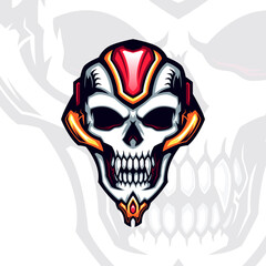 semi futuristic mecha skull head vector portrait