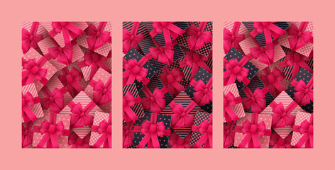 3D gift box background set for banner. vector illustration