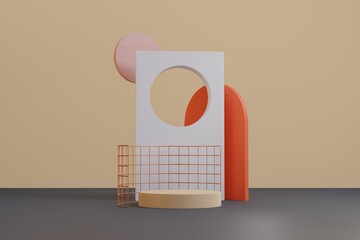 Pastel displays podium for mock up and products presentation on minimal background, Cosmetic mockup - 3D Render