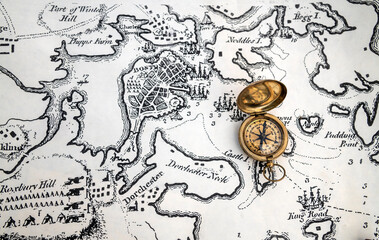 Map and compass of the Revolutionary war
